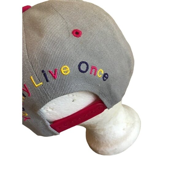 YOLO Adjustable Snapback Hat Hip Hop You Only Live Once Cap Gray Pink Yellow - Picture 4 of 7